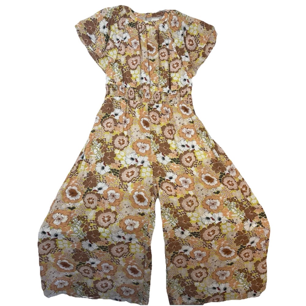 MELLODAY Floral Jumpsuit in Brown and Yellow